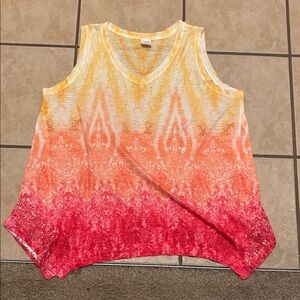 Time and Tru Yellow to Red Ombre Tank Top